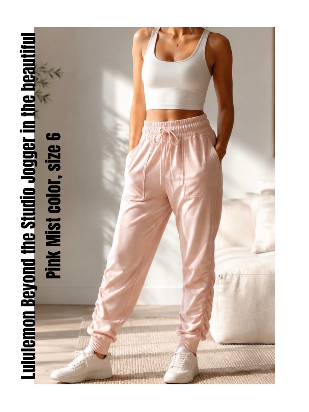 Lululemon Beyond the Studio Jogger in the beautiful Pink Mist color, size 6